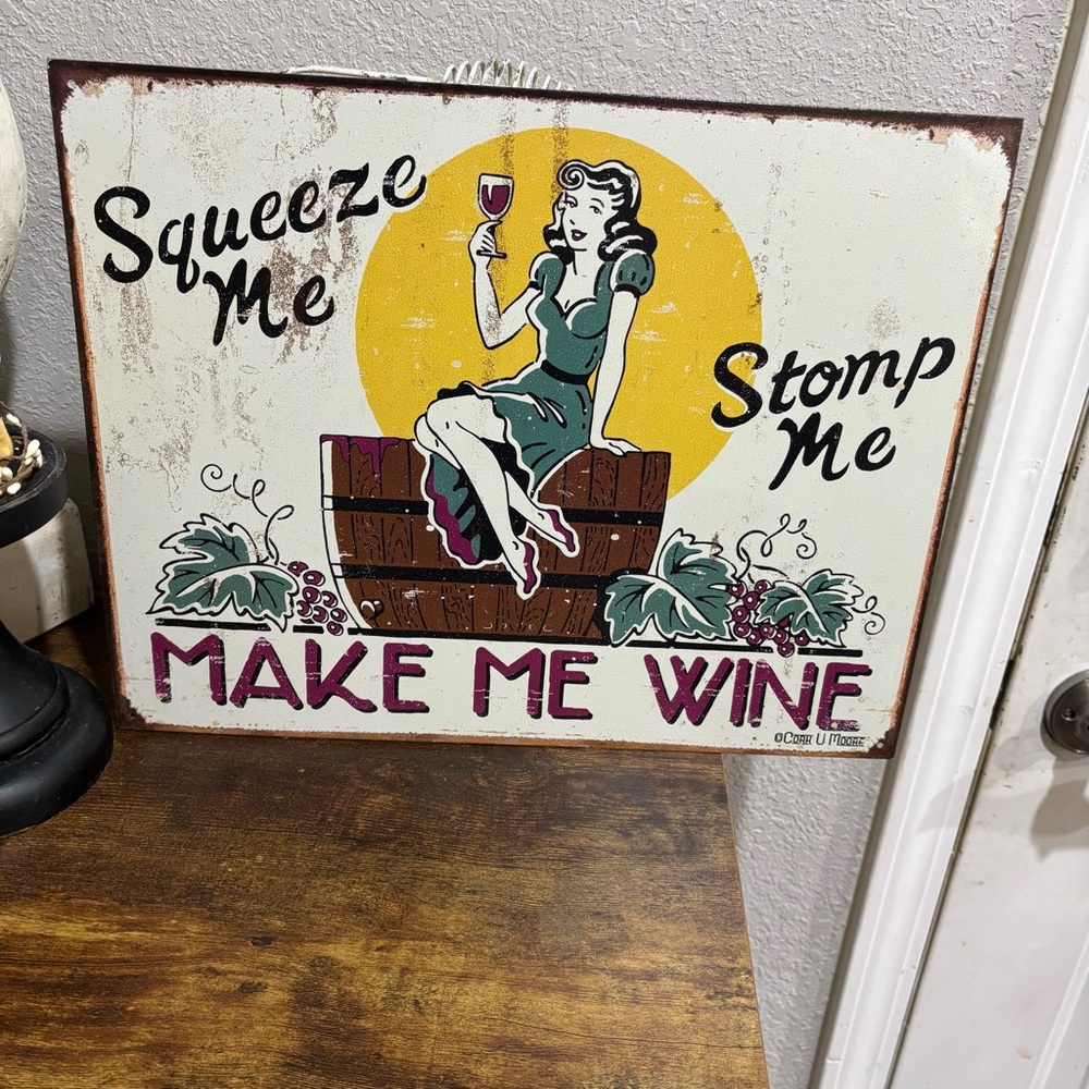 Make Me Wine Retro Wall Art Sign - Green, Yellow, Burgundy